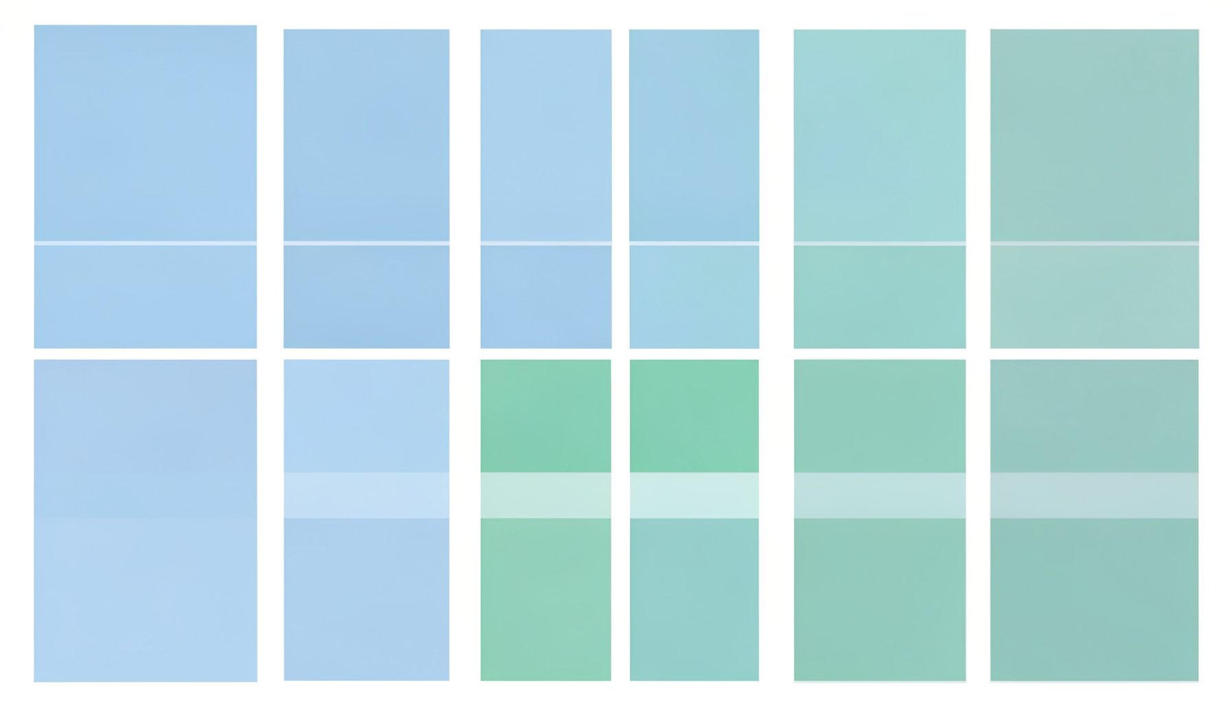 Muted blue and green color swatches arranged in a calm minimalist grid